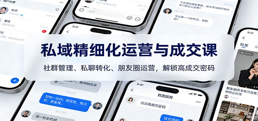 私域精细化运营与成交课:社群管理、私聊转化、朋友圈运营,解锁高成交密码502首码项目网-最新首码项目发布平台-零投资首码项目-工作流-首码项目赚钱-首码项目-首码项目-推广资源源码-学科资源-全网最全最新项目502首码项目网