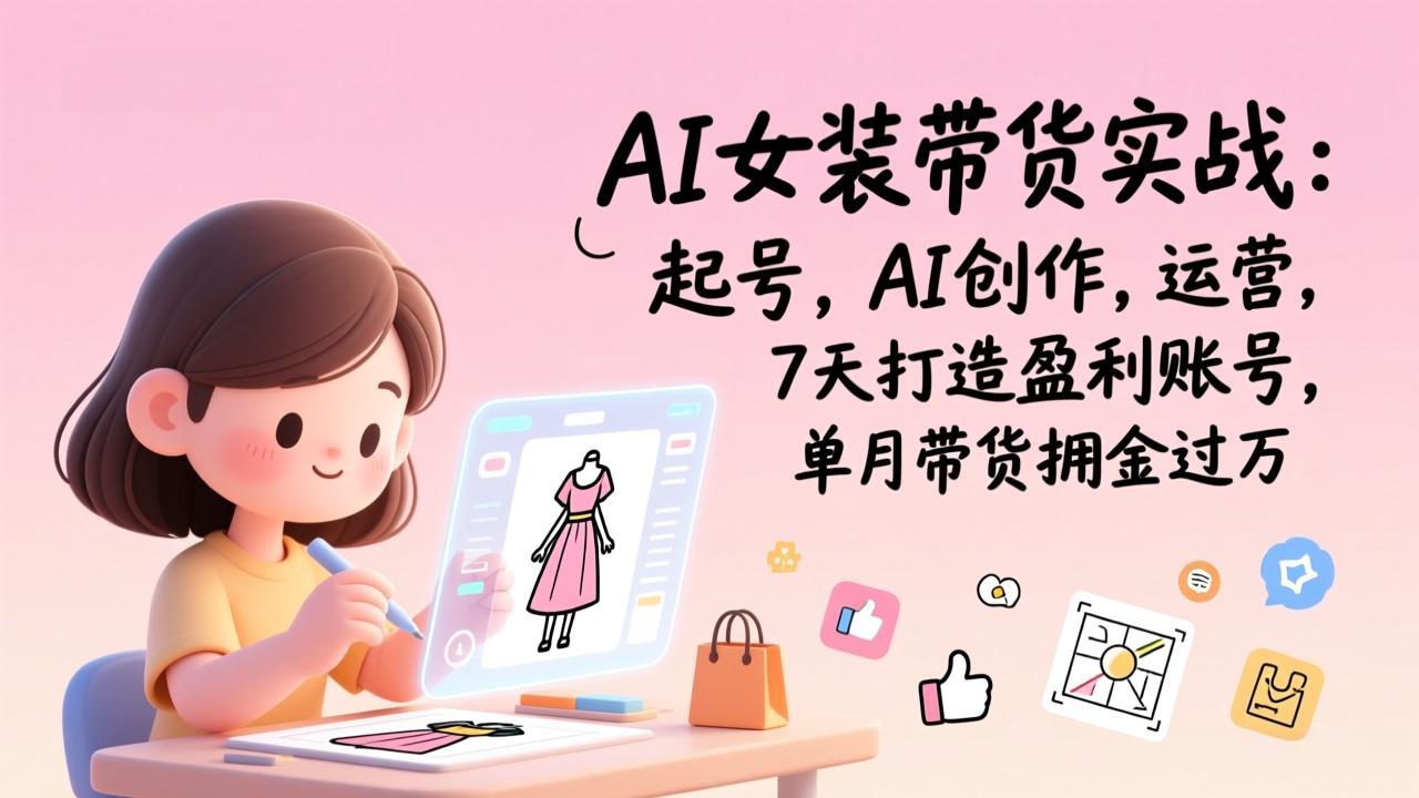 AI女装带货实战:起号,AI创作,运营,7天打造盈利账号,单月带货佣金过万502首码项目网-最新首码项目发布平台-零投资首码项目-工作流-首码项目赚钱-首码项目-首码项目-推广资源源码-学科资源-全网最全最新项目502首码项目网
