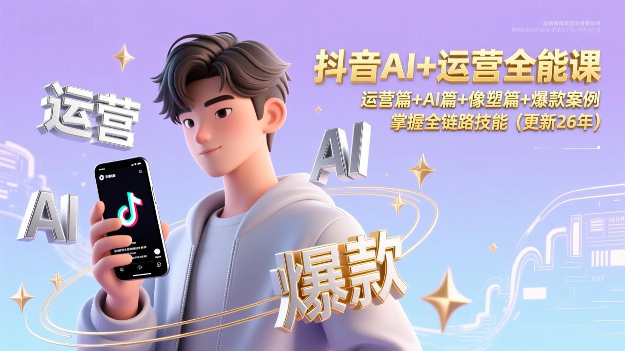抖音AI+运营全能课,运营篇+AI篇+像塑篇+爆款案例,掌握全链路技能(更新26年502首码项目网-最新首码项目发布平台-零投资首码项目-工作流-首码项目赚钱-首码项目-首码项目-推广资源源码-学科资源-全网最全最新项目502首码项目网