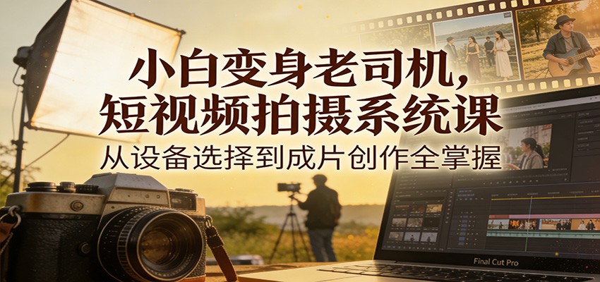 小白变身老司机,短视频拍摄系统课,从设备选择到成片创作全掌握502首码项目网-最新首码项目发布平台-零投资首码项目-工作流-首码项目赚钱-首码项目-首码项目-推广资源源码-学科资源-全网最全最新项目502首码项目网