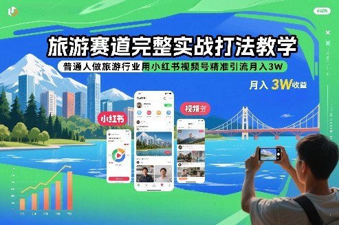 旅游赛道完整实战打法教学，普通人做旅游行业用小红书视频号精准引流月入3W502首码项目网-最新首码项目发布平台-零投资首码项目-工作流-首码项目赚钱-首码项目-首码项目-推广资源源码-学科资源-全网最全最新项目502首码项目网