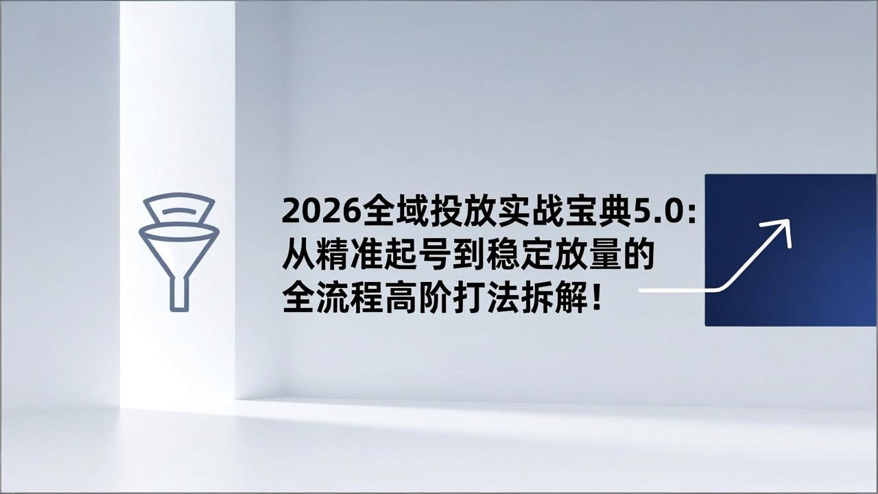 2026全域投放实战宝典5.0：从精准起号到稳定放量的全流程高阶打法拆解！502首码项目网-最新首码项目发布平台-零投资首码项目-工作流-首码项目赚钱-首码项目-首码项目-推广资源源码-学科资源-全网最全最新项目502首码项目网