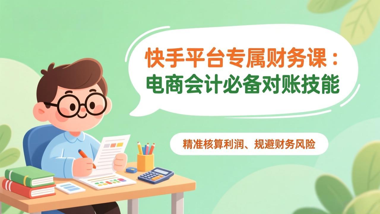 快手平台专属财务课：电商会计必备对账技能，精准核算利润、规避财务风险502首码项目网-最新首码项目发布平台-零投资首码项目-工作流-首码项目赚钱-首码项目-首码项目-推广资源源码-学科资源-全网最全最新项目502首码项目网
