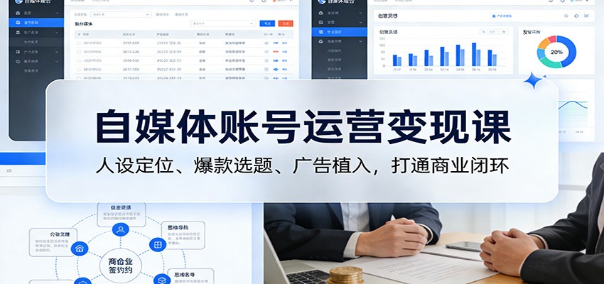 自媒体账号运营变现课:人设定位、爆款选题、广告植入,打通商业闭环502首码项目网-最新首码项目发布平台-零投资首码项目-工作流-首码项目赚钱-首码项目-首码项目-推广资源源码-学科资源-全网最全最新项目502首码项目网