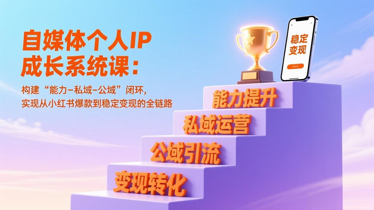 自媒体个人IP成长系统课:构建“能力-私域-公域”闭环,实现从小红书爆款到稳定变现的全链路502首码项目网-最新首码项目发布平台-零投资首码项目-工作流-首码项目赚钱-首码项目-首码项目-推广资源源码-学科资源-全网最全最新项目502首码项目网