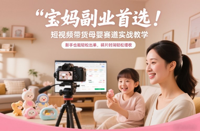 宝妈副业首选!短视频带货母婴赛道实战教学,新手也能轻松出单,碎片时间轻松增收502首码项目网-最新首码项目发布平台-零投资首码项目-工作流-首码项目赚钱-首码项目-首码项目-推广资源源码-学科资源-全网最全最新项目502首码项目网