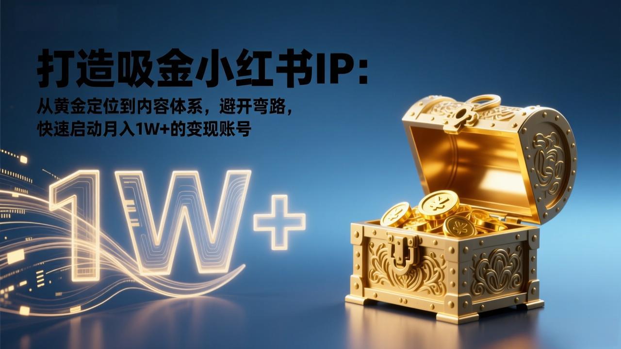 打造吸金小红书IP：从黄金定位到内容体系，避开弯路，快速启动月入1W+的变现账号502首码项目网-最新首码项目发布平台-零投资首码项目-工作流-首码项目赚钱-首码项目-首码项目-推广资源源码-学科资源-全网最全最新项目502首码项目网