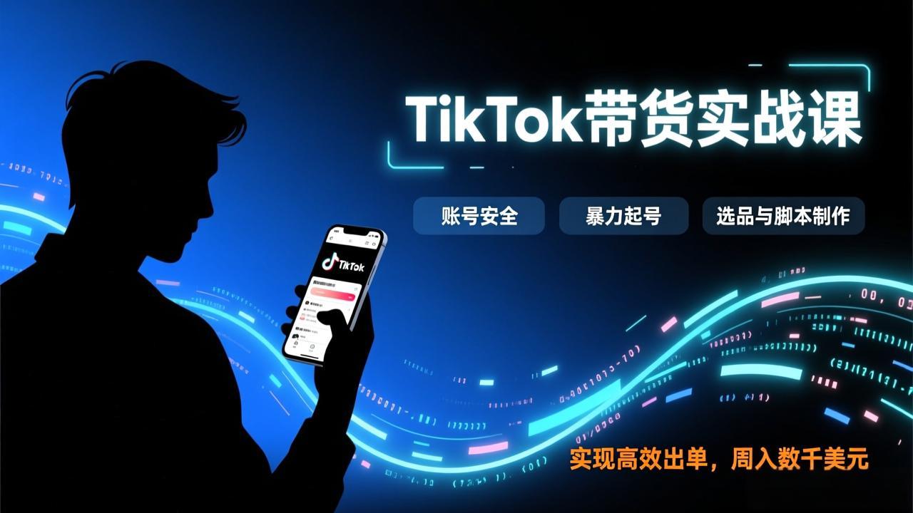 TikTok带货实战课,涵盖账号安全、暴力起号、选品与脚本制作,实现高效出单,周入数千美元502首码项目网-最新首码项目发布平台-零投资首码项目-工作流-首码项目赚钱-首码项目-首码项目-推广资源源码-学科资源-全网最全最新项目502首码项目网