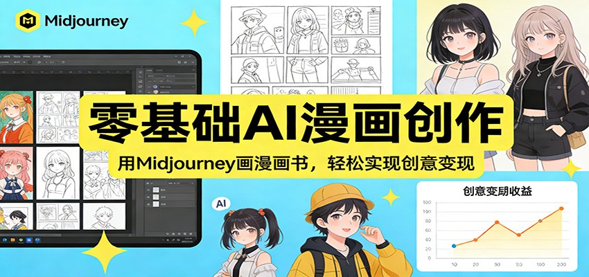 零基础AI漫画创作：用Midjourney画漫画书，轻松实现创意变现502首码项目网-最新首码项目发布平台-零投资首码项目-工作流-首码项目赚钱-首码项目-首码项目-推广资源源码-学科资源-全网最全最新项目502首码项目网