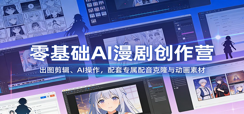 零基础AI漫剧创作营:出图剪辑、AI操作,配套专属配音克隆与动画素材502首码项目网-最新首码项目发布平台-零投资首码项目-工作流-首码项目赚钱-首码项目-首码项目-推广资源源码-学科资源-全网最全最新项目502首码项目网