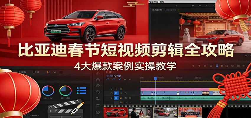 比亚迪春节短视频剪辑全攻略，4大爆款案例实操教学502首码项目网-最新首码项目发布平台-零投资首码项目-工作流-首码项目赚钱-首码项目-首码项目-推广资源源码-学科资源-全网最全最新项目502首码项目网